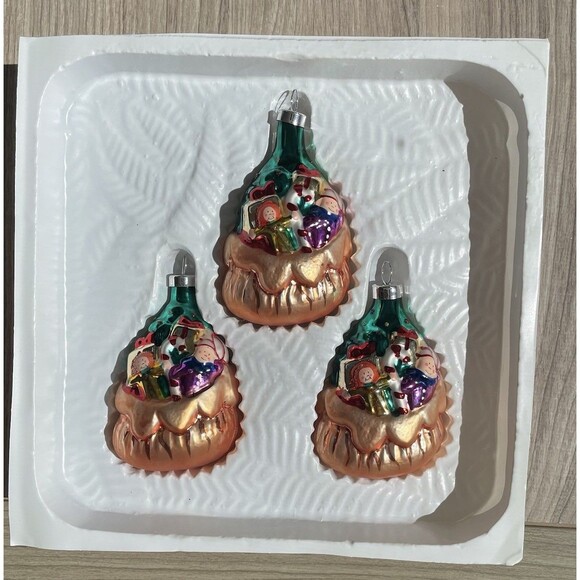 Vintage Christmas Trimmeries glass ornaments Handpainted Santa Toy Sack Present - Picture 4 of 11